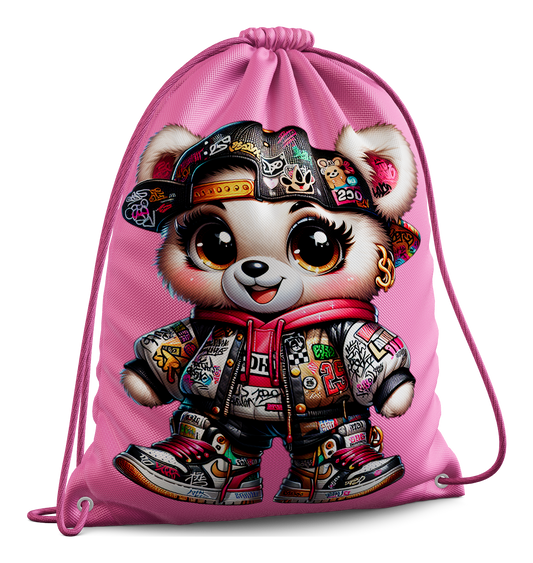 Drawstring Character Pink Bear