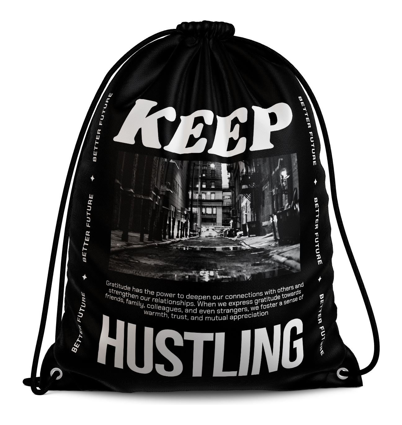 Drawstring Streetwear Keep Hustling